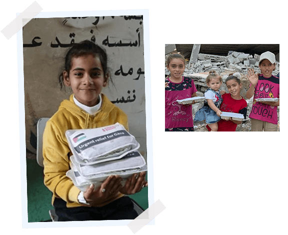 Children in Gaza receiving aid through Charity Right Palestine Appeal